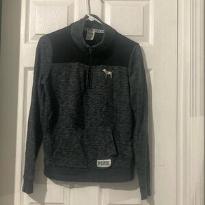 Pink Victoria’s Secret Gray/Black Half Zip Sweatshirt Women’s  Small “Love Pink”